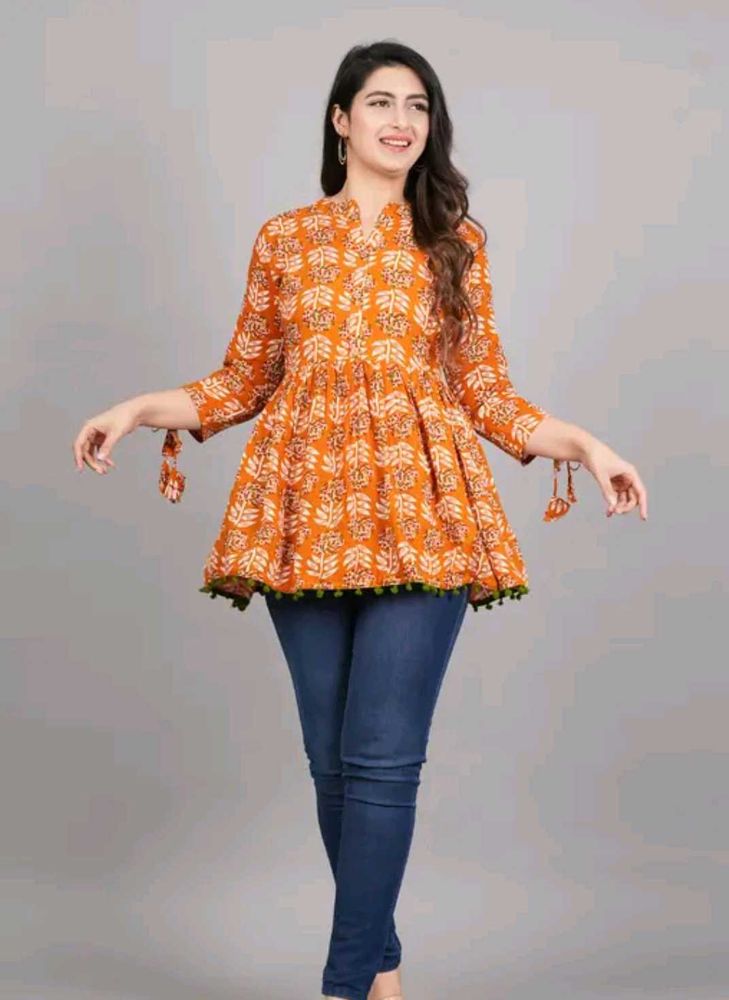 Stylish Orange Printed Top