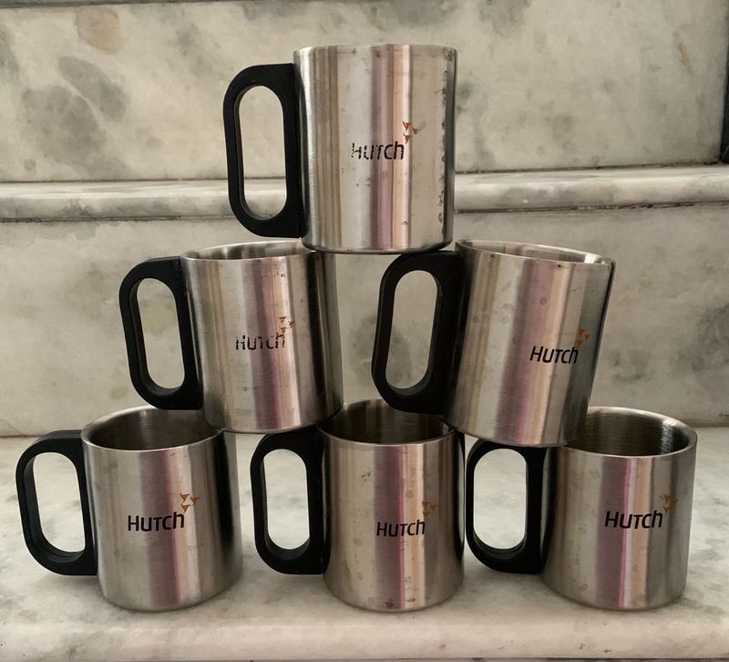 Set Of Six Stainless Steel Mugs