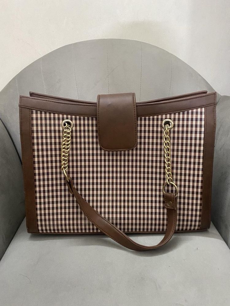 Gingham Chain Tote Bag