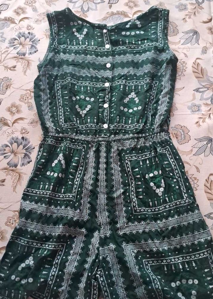 Green Printed Playsuit