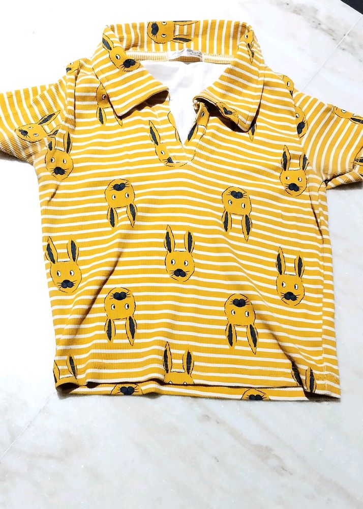 Yellow Colour Crop Tshirt
