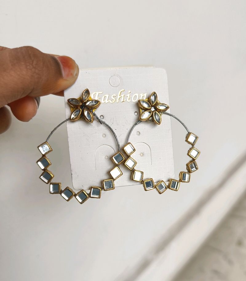 Kundan Hoop Stud Earrings