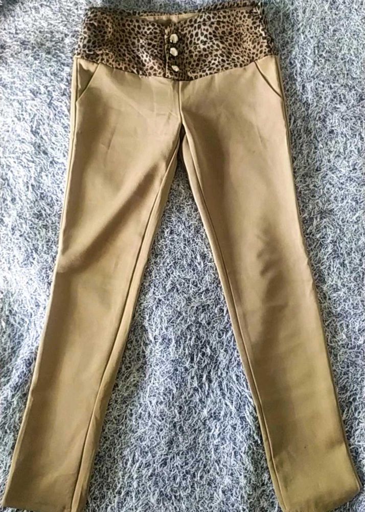 Stylish Tan Animal Print Pants
