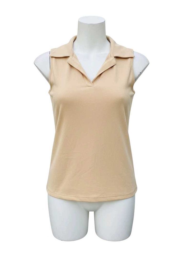 Sleeveless Beige Polo Top