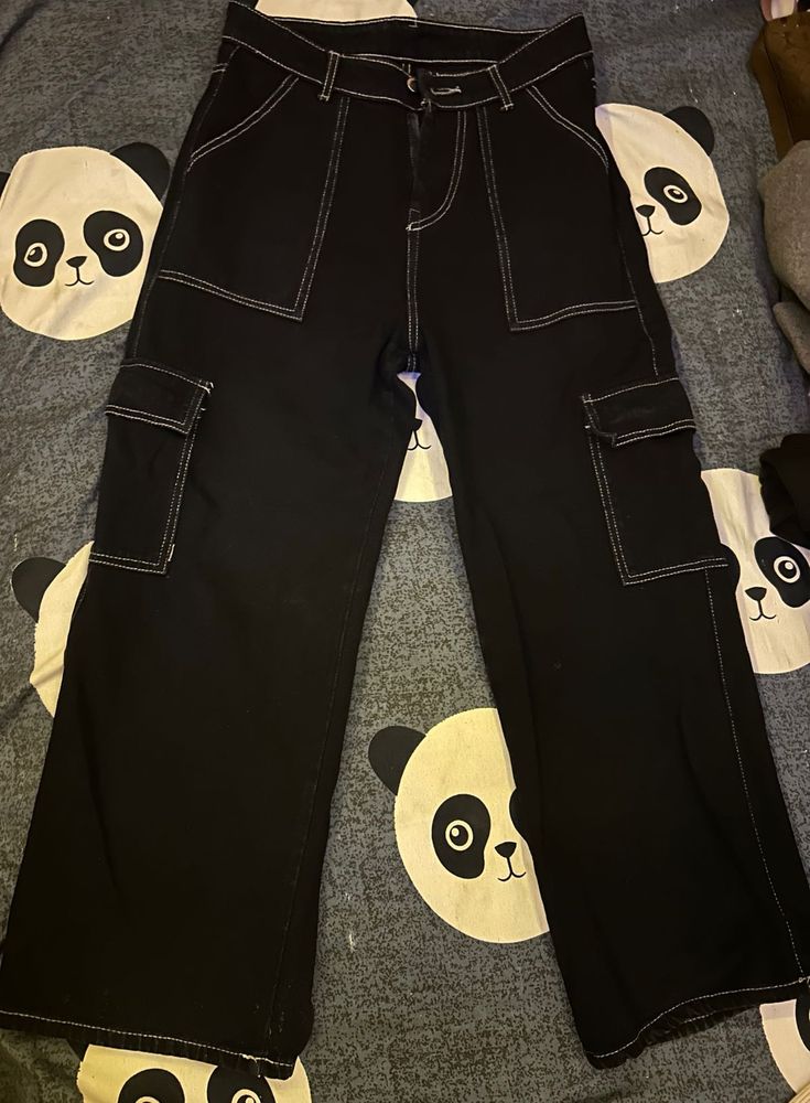 Black Wide Leg Cargo Pants