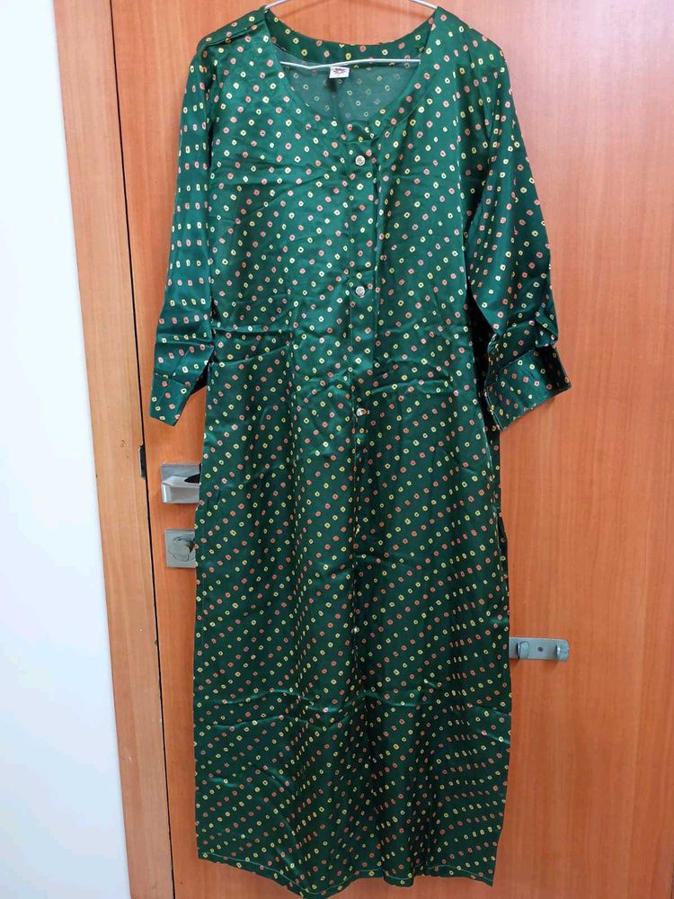 Green Printed Kurta
