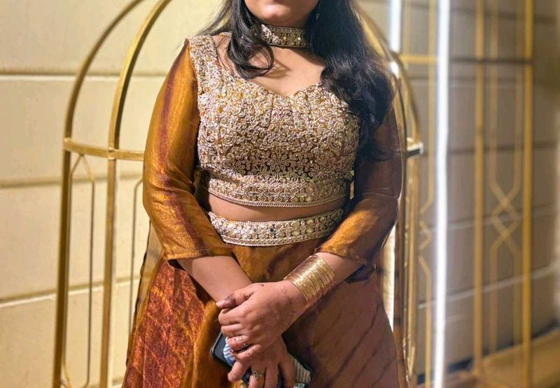 Elegant Gold Lehenga Choli Set