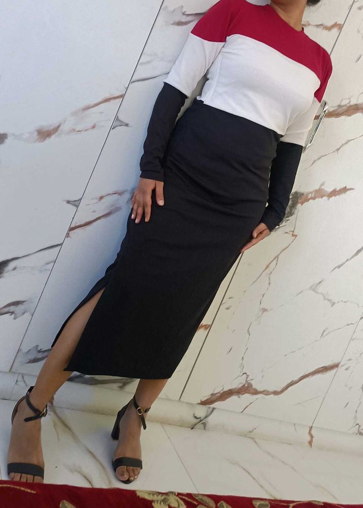 Color Block Long Sleeve Dress