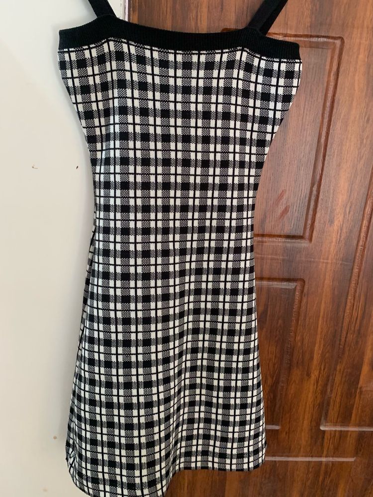 Black and White Plaid Mini Dress