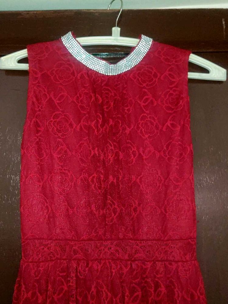 Maroon Colour Elegant Party Dress