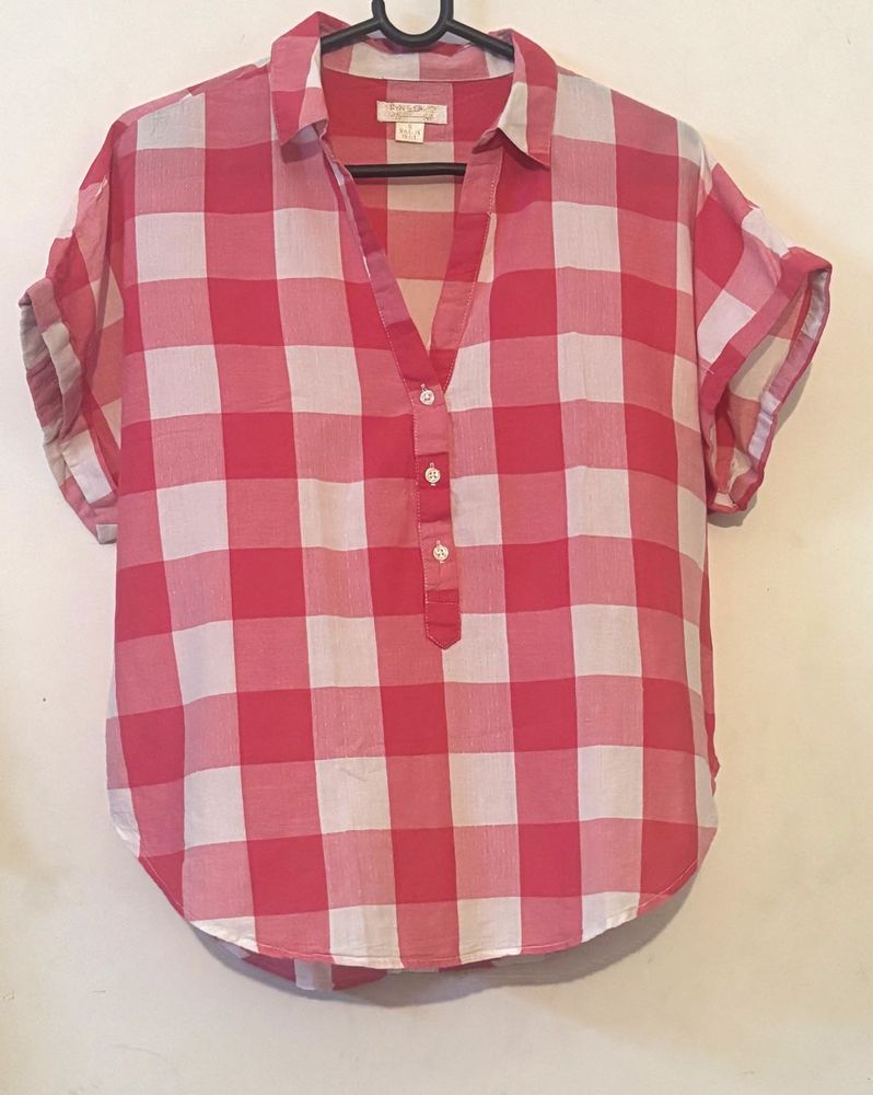 pink &amp; White Checkered Top