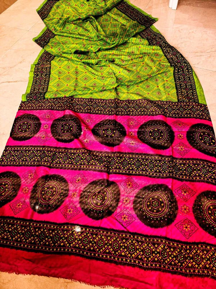 100% Pure Silk Bandhani Print Saree