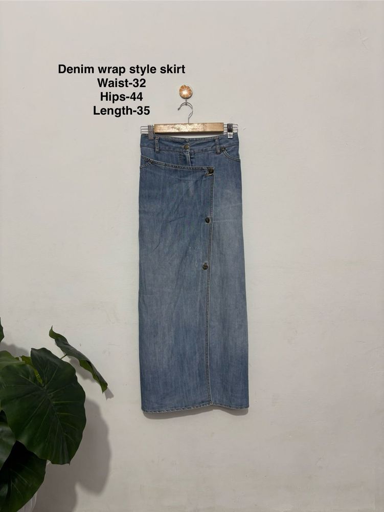 Denim Wrap Style Skirt