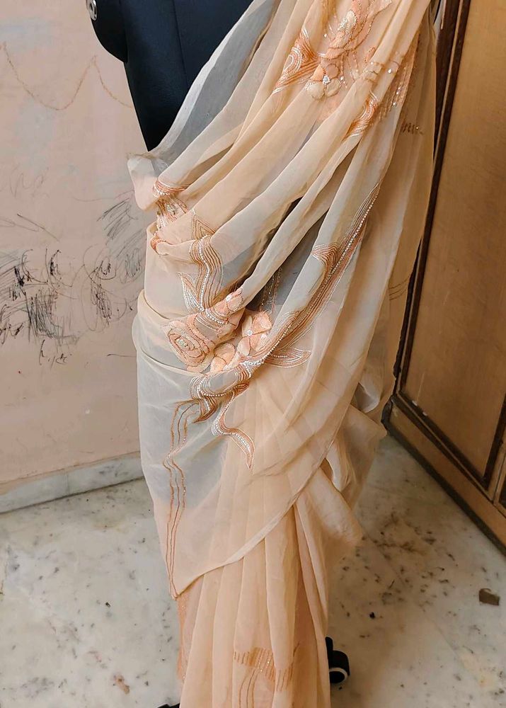 Peach Embellished Saree