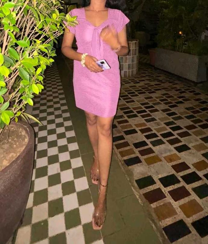 Lavender Tie-Front Mini Dress