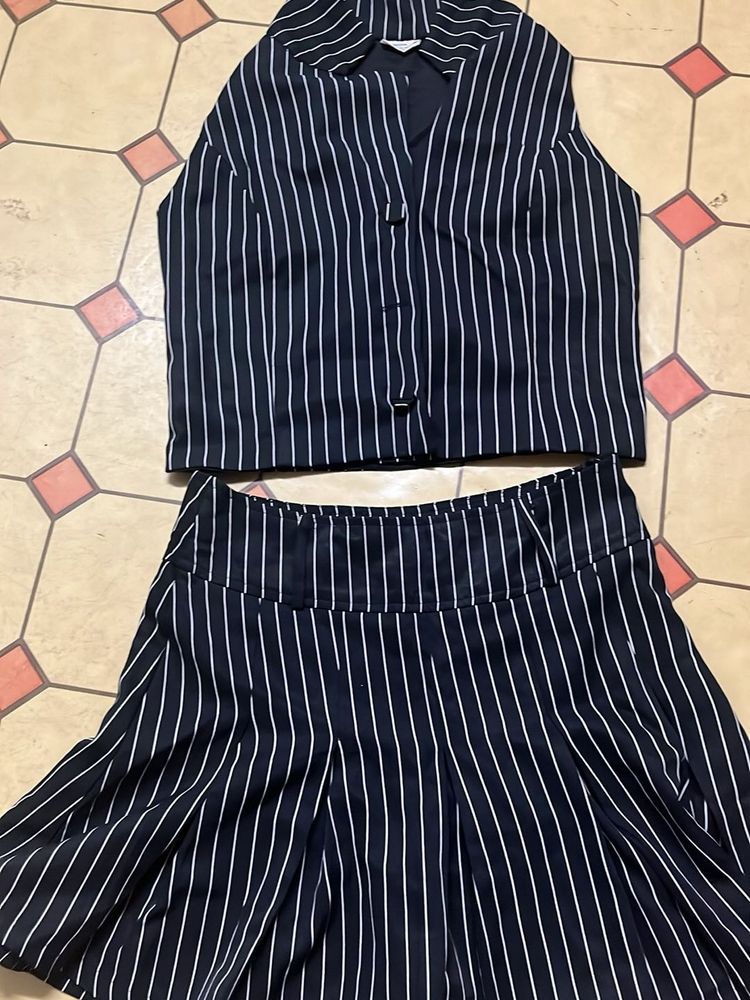 Striped Vest &amp; Skirt Set
