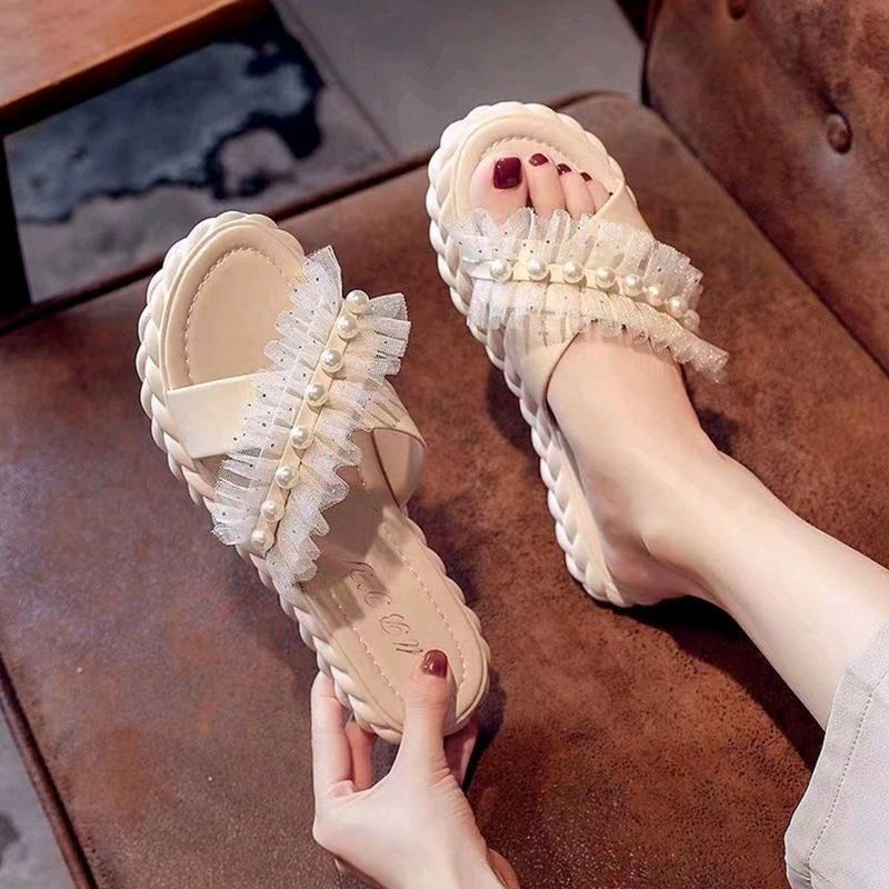 Elegant Pearl Embellished Slides