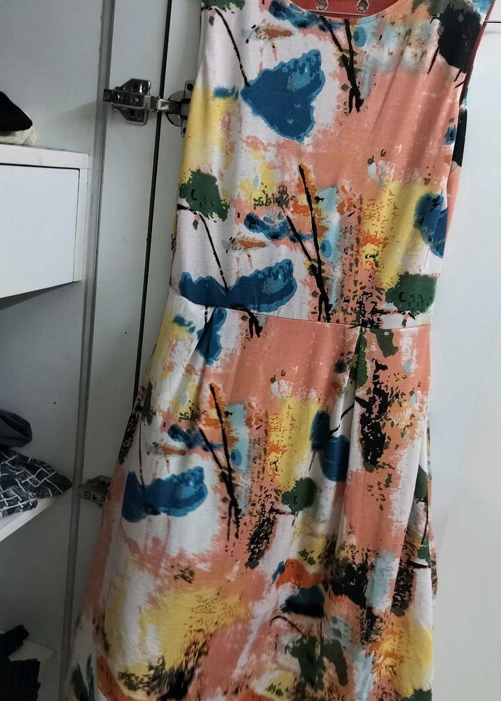 Vibrant Abstract Print Midi Dress