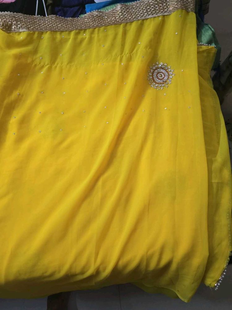 Yellow Embellished Saree