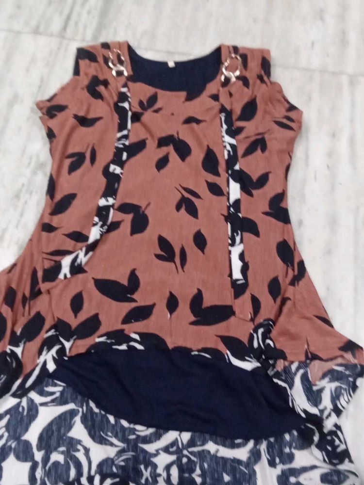 Leaf Print Layered Dress