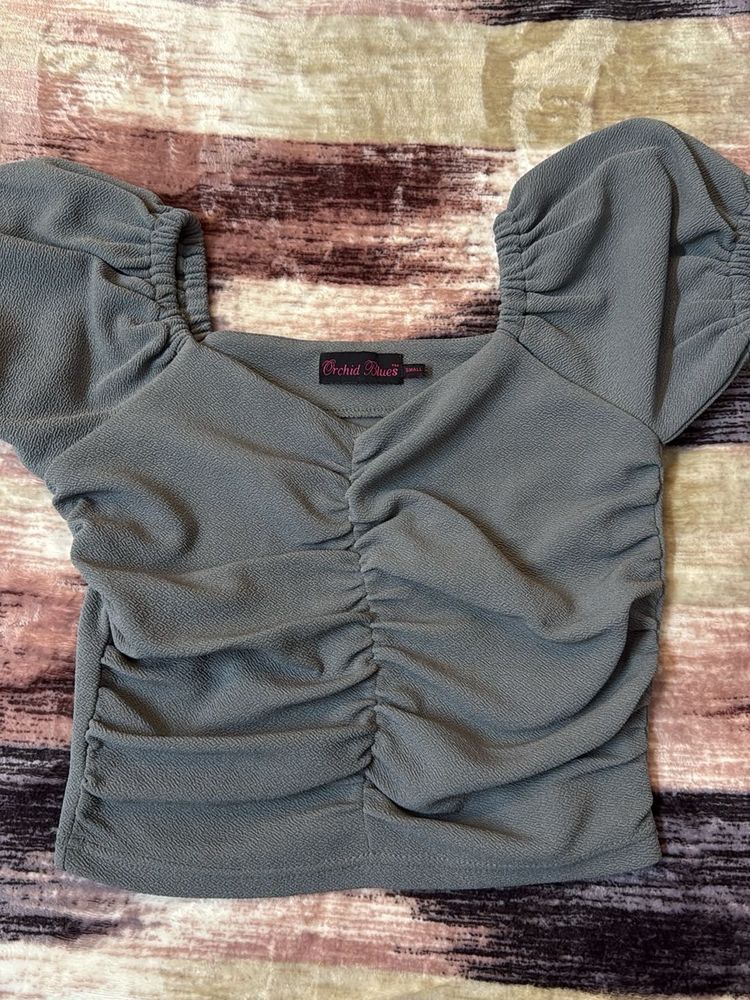 Cute Puff Sleeve Crop Top