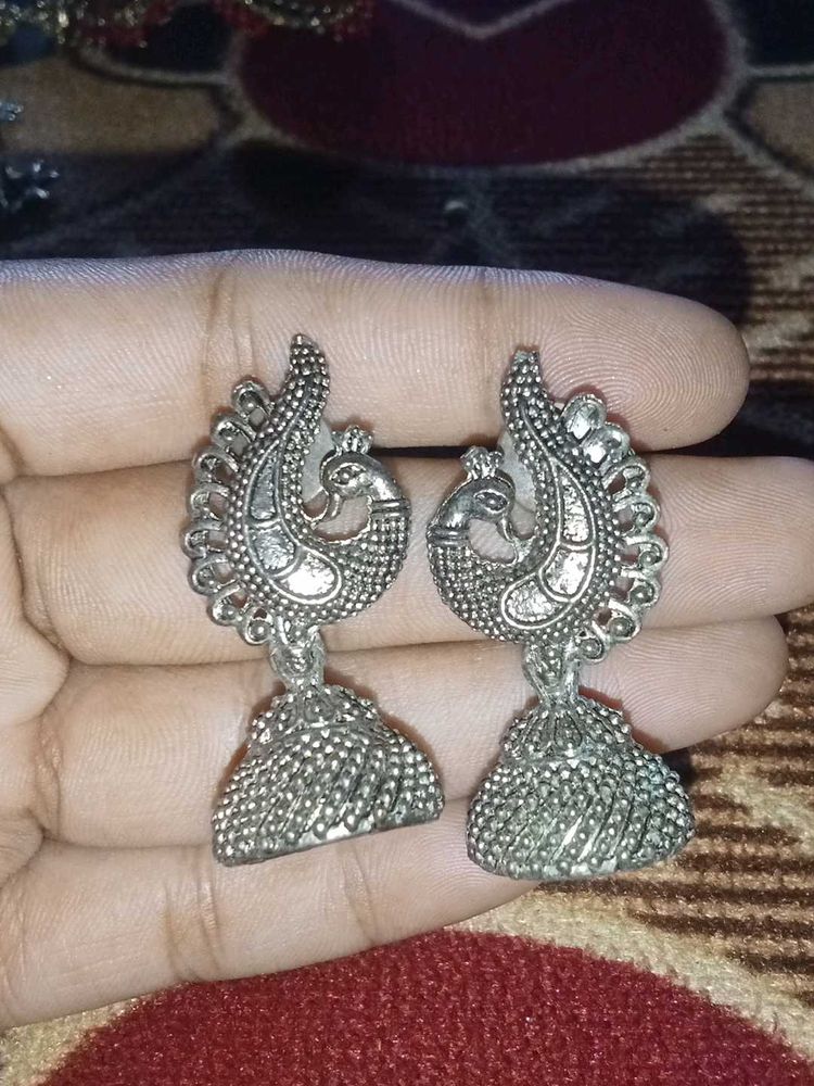 Peacock Jhumka Earrings