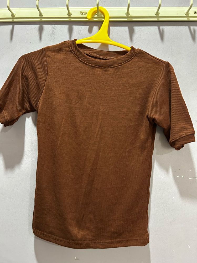 Brown Casual T-Shirt