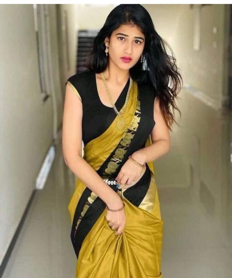 Elegant Mustard &amp; Black Saree