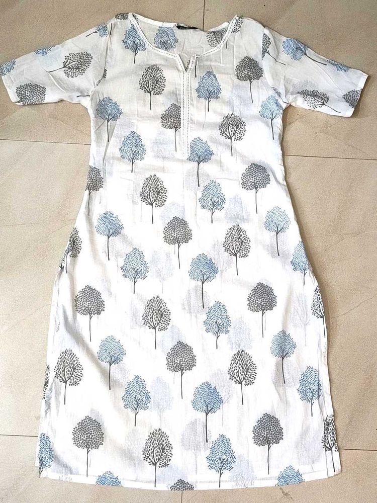 White Printed Kurta