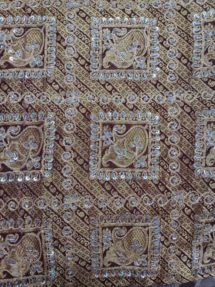 Embroidered Golden brown sari