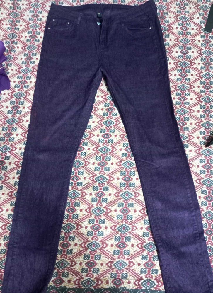 Purple Corduroy Pants (Jeggings) For Women
