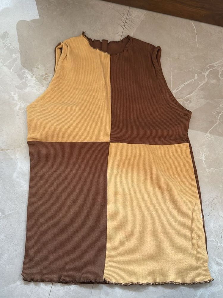 Brown Colorblock Tank Top