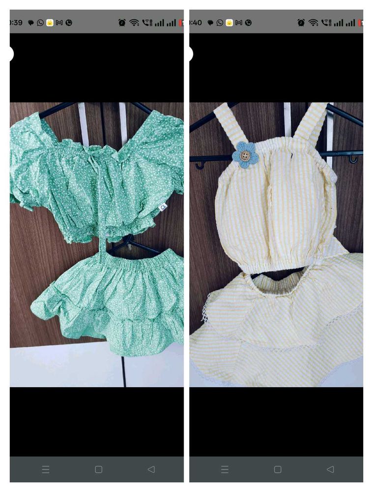 1 To 2 Year Old Kids Skirt Top Set