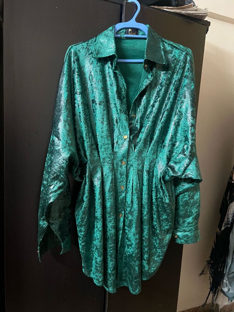 Oversize Green Mini Dress