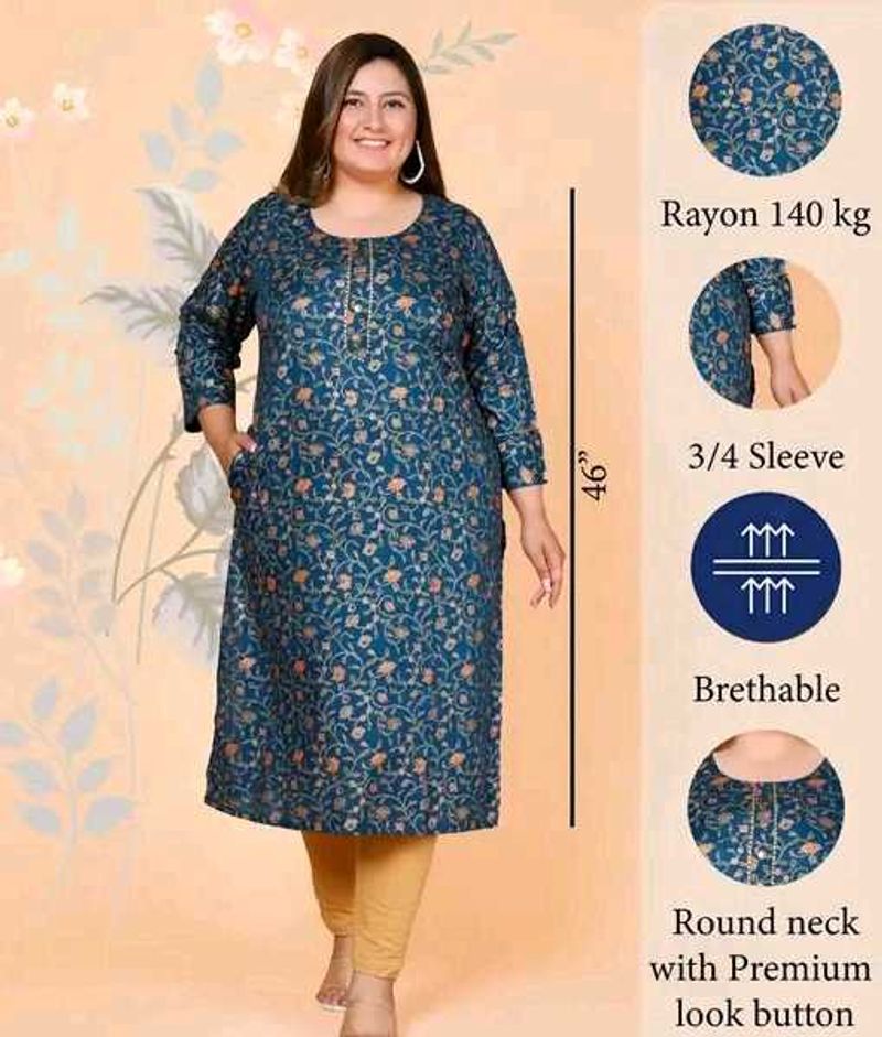 Elegant Teal blue Floral Print Kurta