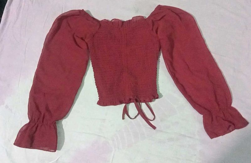 Chic Maroon Long Sleeve Top🌹✨