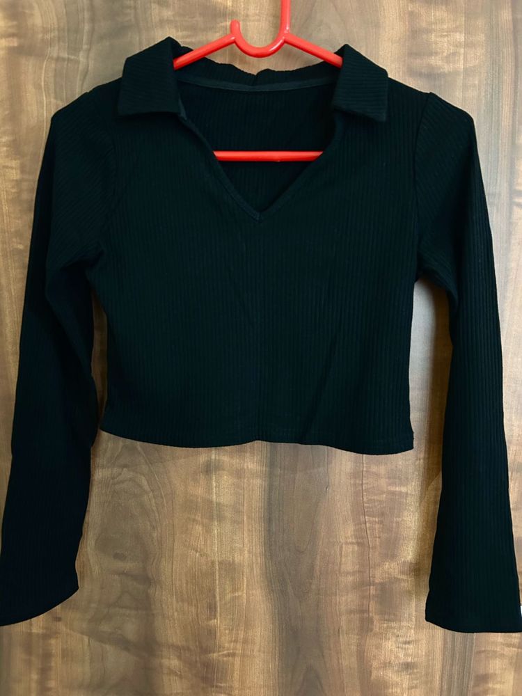 Collared Croped Top