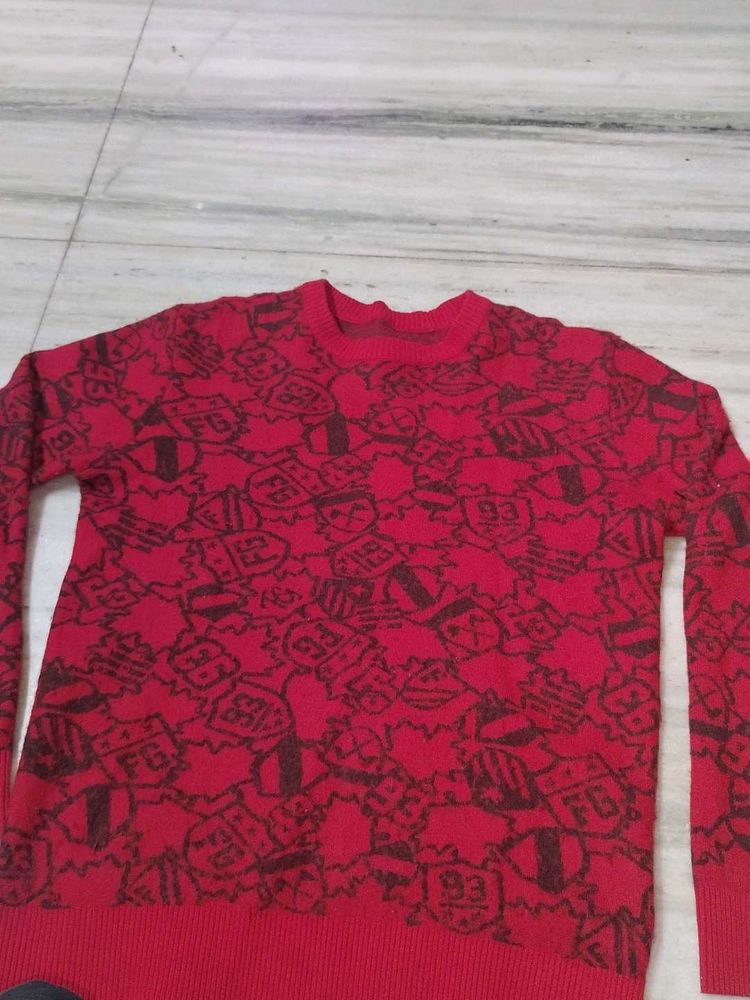 Red Patterned Sweatshirt