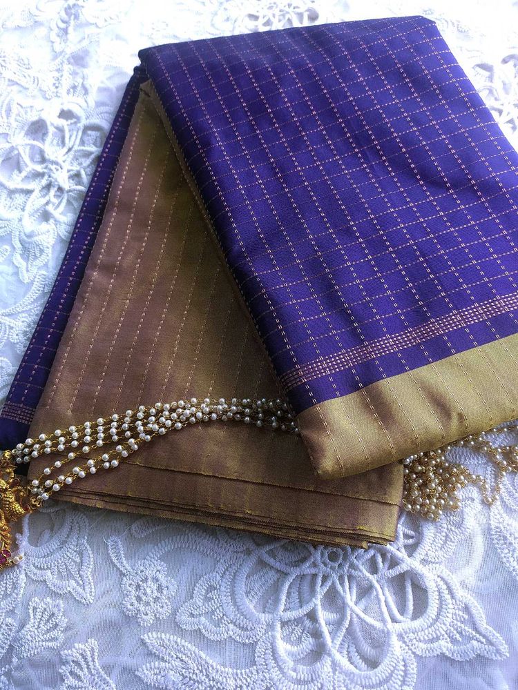 Elegant Purple &amp; Gold Saree