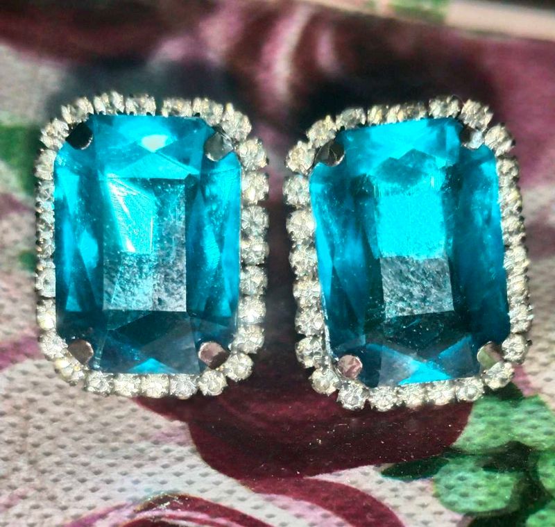 Blue Gem Earrings