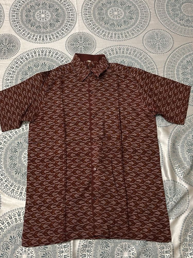 Patterned Short Sleeve Mens Shirt