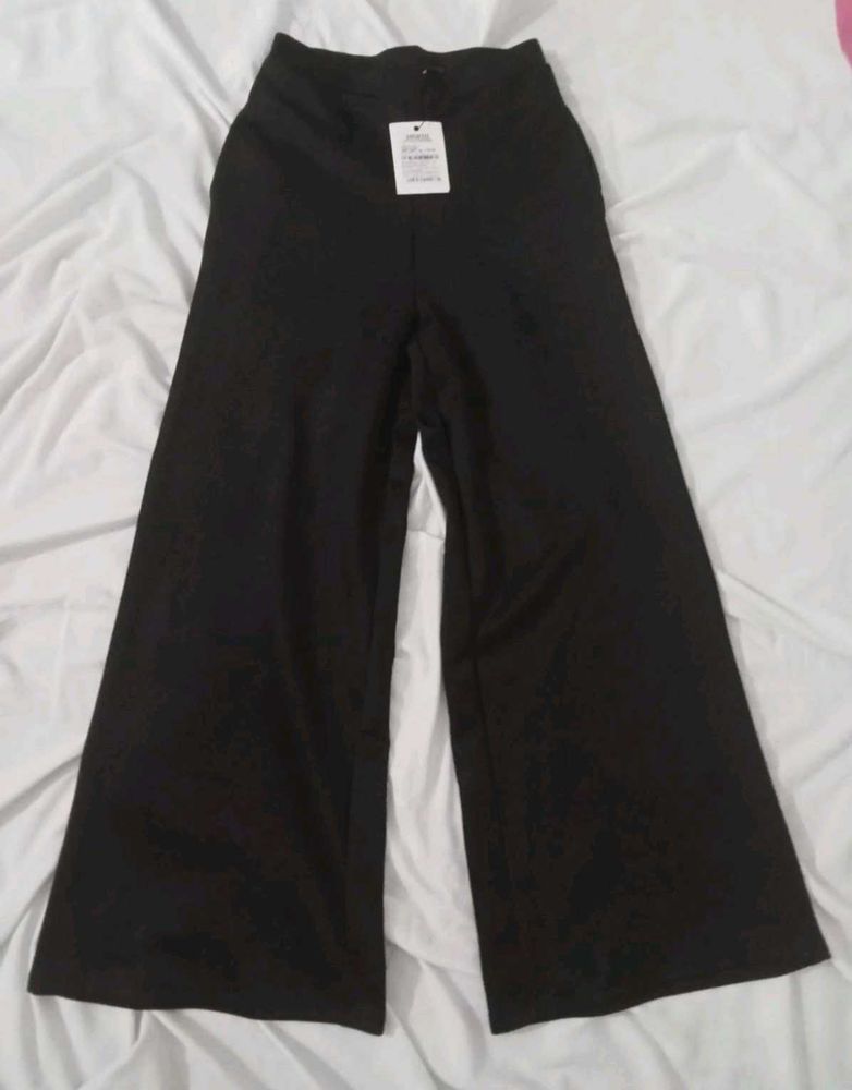 Black Scuba Wide Leg Pants