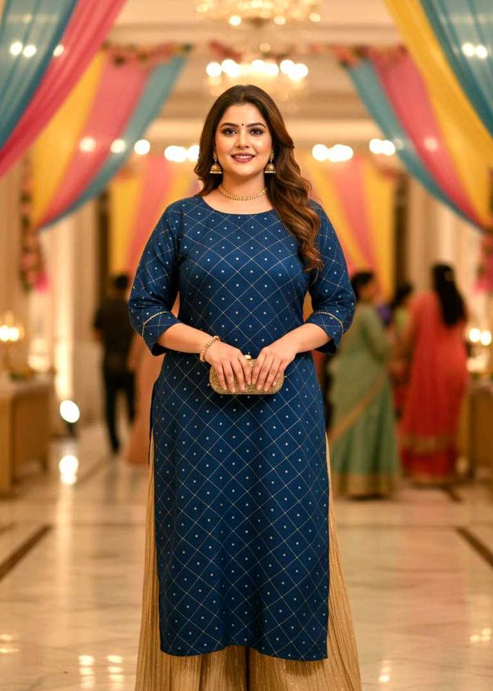 Elegant Blue Dot Kurta