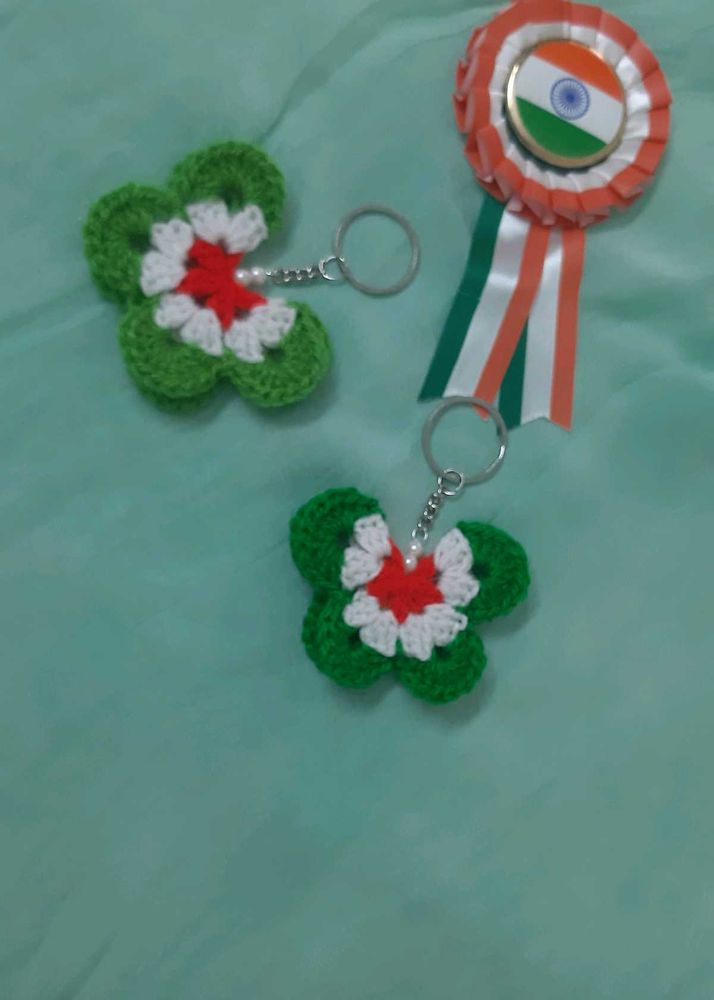 Crochet Tiranga Butterfly Keychain
