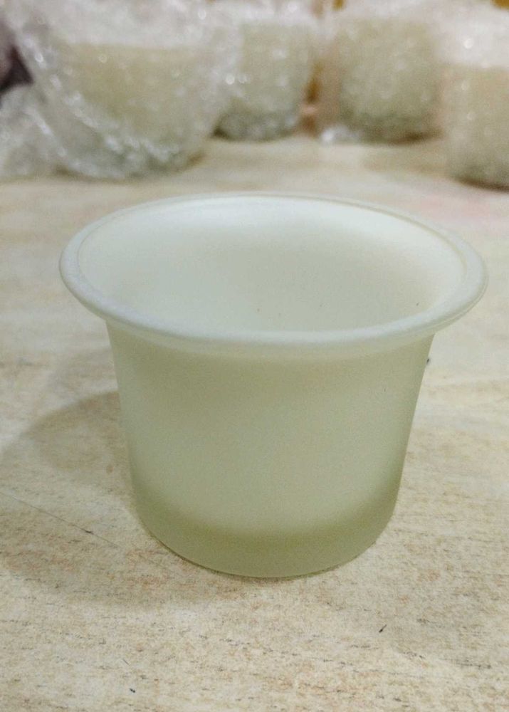 White Glass Candle Holder