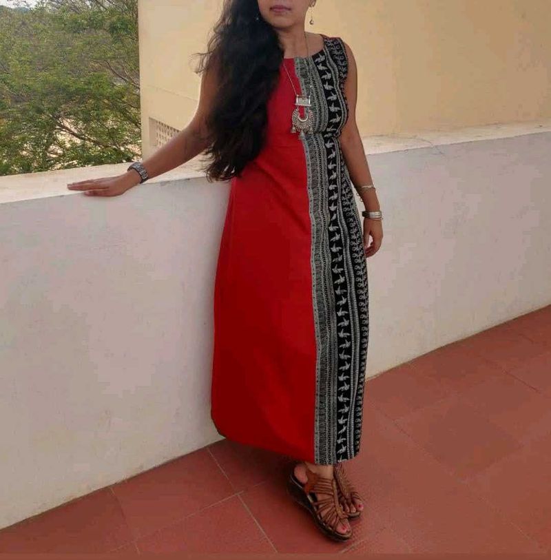 Red &amp; Black Maxi Dress