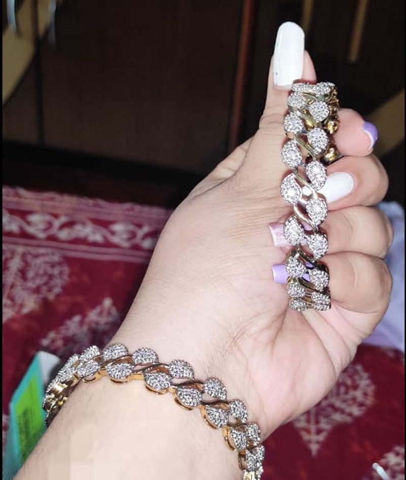 Gold-Tone Designer Bangles with Diamond-Cut Leaf