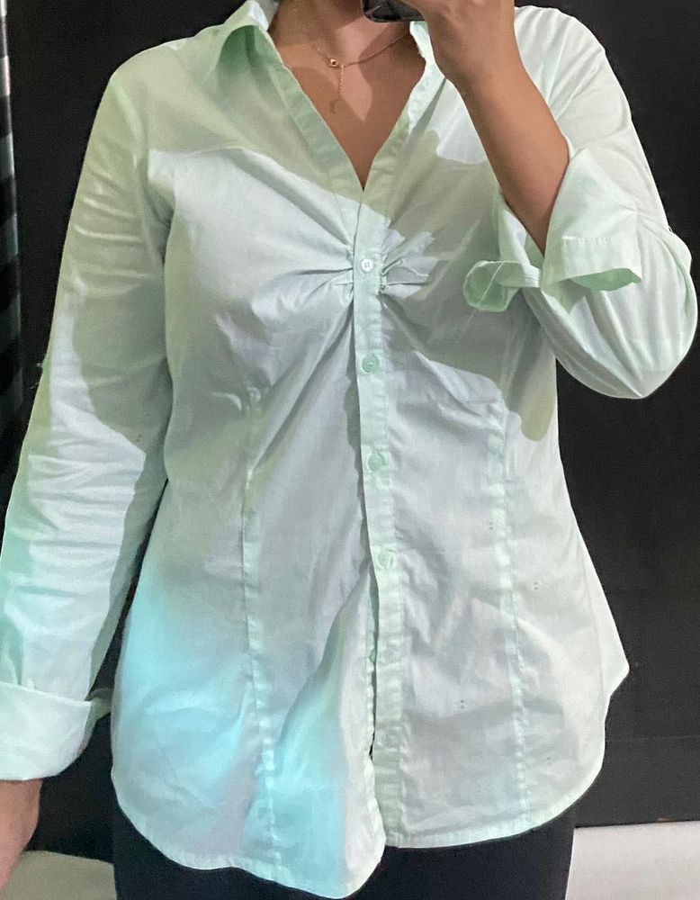 AMISU Mint Green Button-Down Top