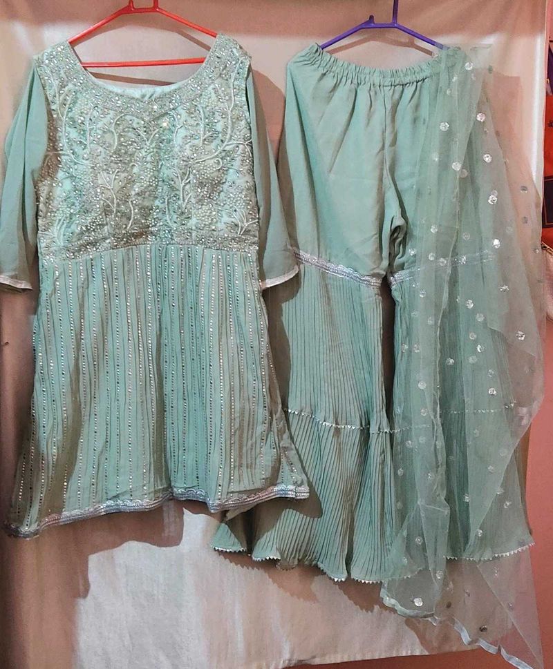 sea green gharara set