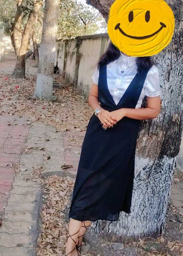 Black Korean Dress With White Shirt
